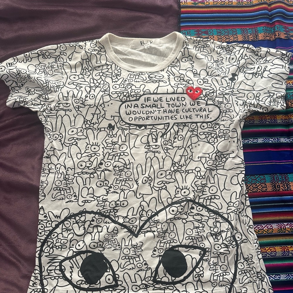 Comme des Garcons Graphic Tee - Black and White Matt Groening